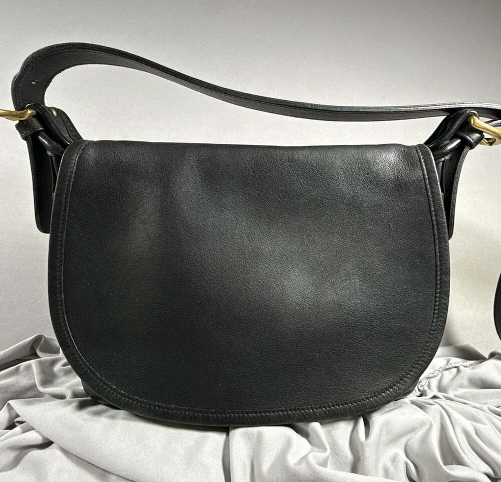 Vintage Coach Black Leather Fletcher Crossbody Shoulder Bag 4150